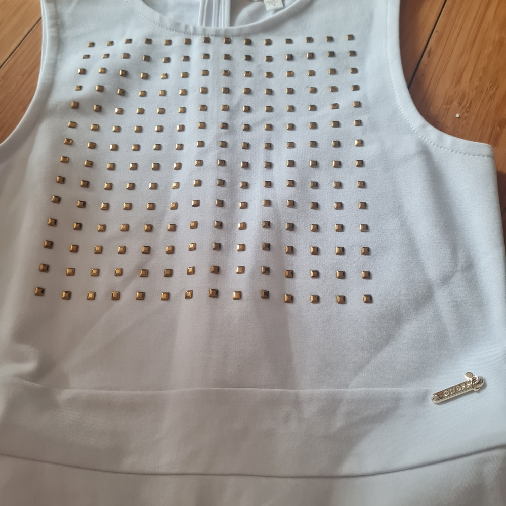 Guess White Dress with Gold Accents